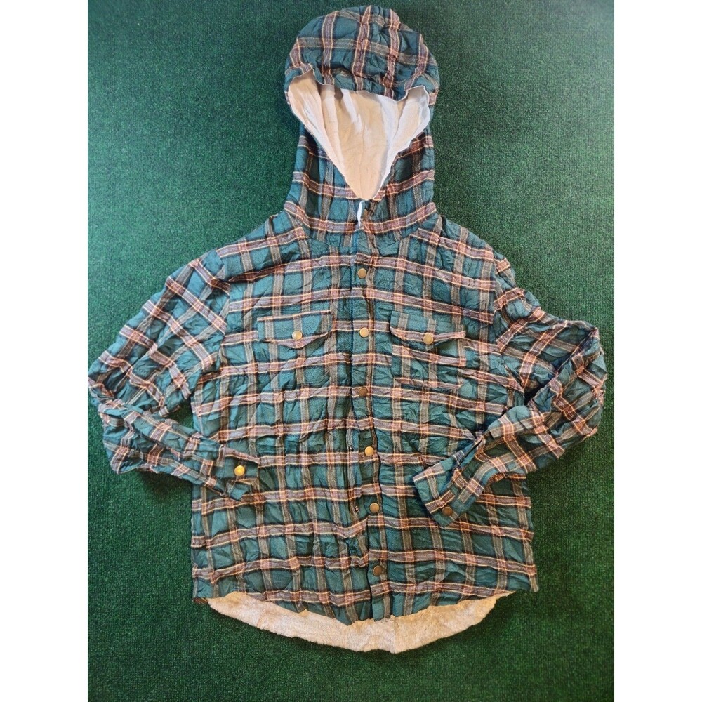 Z Man Green Plaid Sherpa Lined Hooded Flannel Size M Jacket